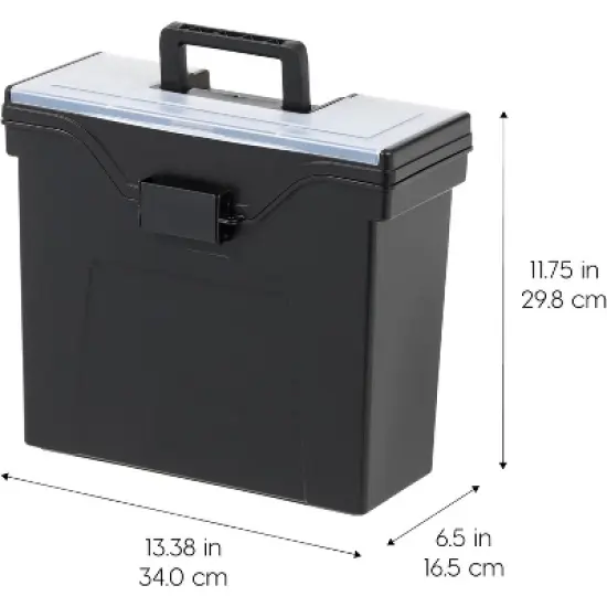 IRIS USA Portable File Box With Handle, Letter Files, Lockable, Black image {6}