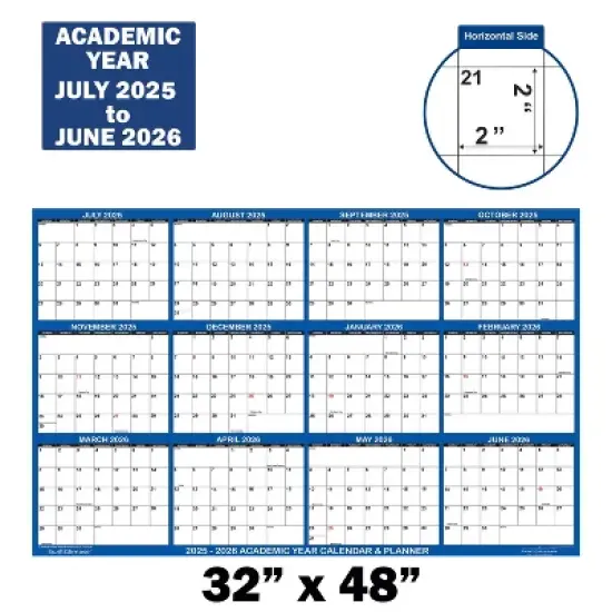 SwiftGlimpse 32"x48" 2025 Wall Calendar Navy Blue image {6}