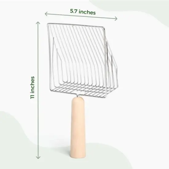 Paco & Pepper Unscented Waste Cat Litter Scoop with a Base Holder - Metallic Silver image {4}