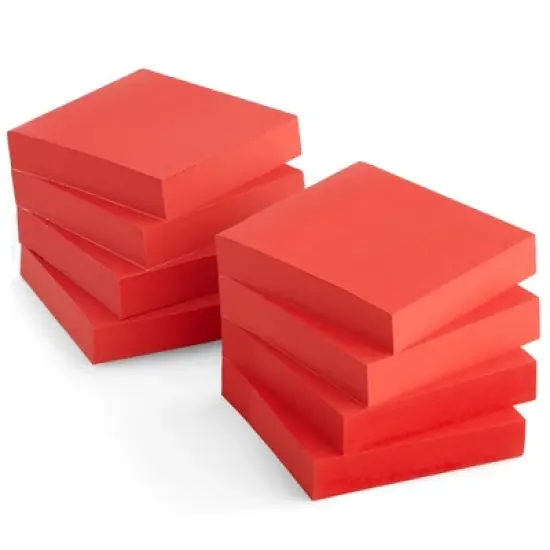 Juvale 8 Pack Bright Red Sticky Notes with 100 Sheets Per Pad for Daily Memos, Lists, Office Supplies, 3 x 3 In image {8}