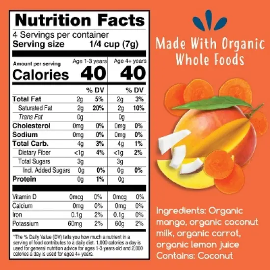 Amara Organic Smoothie Melts Mango Carrot Plant Based Yogurt Baby Snack - 1oz image {6}
