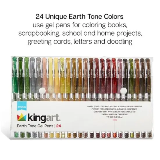 KINGART Gel Pens 24 Earth Tone Colors image {4}