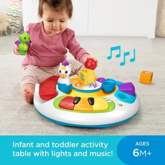 Fisher-Price Enchanted Friends Learning Table Musical Play Center for Baby, Dragon & Unicorn Toys image {2}
