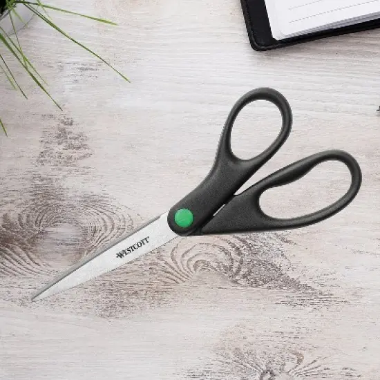 Westcott KleenEarth Recycled Stainless Steel Scissors 8" Straight Black 41418 image {4}