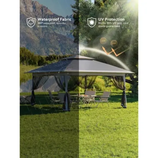 13 X 13 Pop Up Gazebo with Mosquito Netting,Outdoor Patio Gazebo,Outdoor Canopy Tent with Mosquito Netting,Backyard Tent image {3}