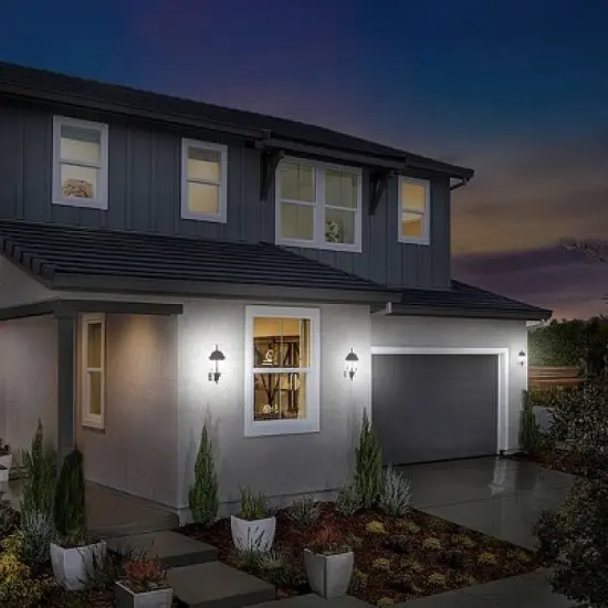 Solar Wall/Pillar Outdoor Lantern with Integrated LED Bulb Black - Techko Maid image {7}