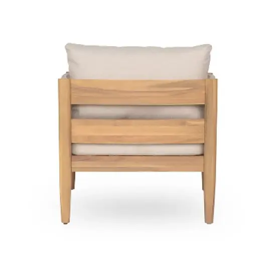 Christopher Knight Home Fritz Outdoor Rustic Upholstered Club Chair with Slat Paneling image {4}