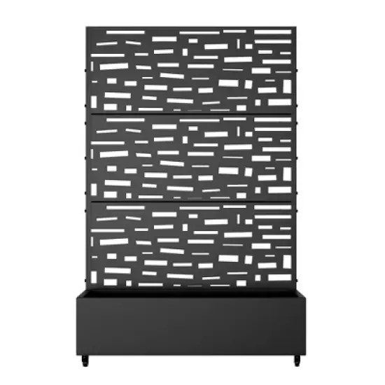 PexFix 72 in. x 47 in. Outdoor Metal Trellis with Planter Box in Street Pattern in Black image {2}