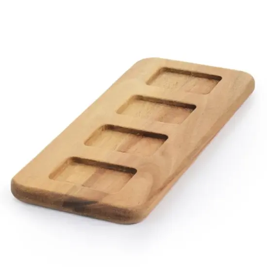 Gibson Elite Gracious Dining 5 Piece Fine Ceramic Tidbit Dish Set with Acacia Wood Base image {3}