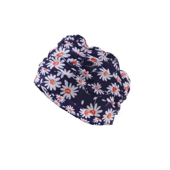 Unique Bargains Polyester Sunflower Pattern Swim Cap 5.91"x9.25" Navy Blue White 1 Pc image {6}