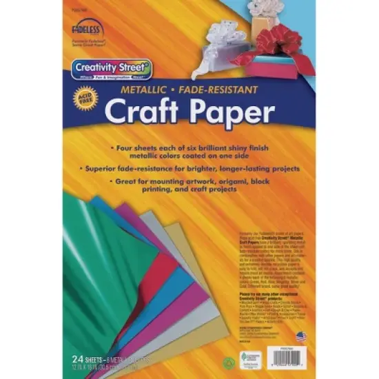 Creativity Street&reg; Craft Paper, Metallic, 6 Assorted Colors, 12" x 18", 24 Sheets image {4}