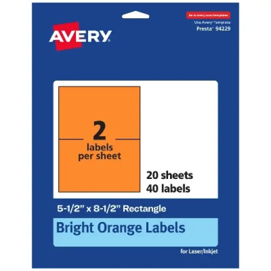 Avery Bright Orange Paper Labels, 5.5" x 8.5" Rectangle image {10}