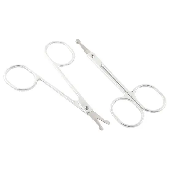 Unique Bargains Round-Tip Eyebrow Scissors Silver Tone 3.3" x 1.6" x 0.08" 2 Pcs image {3}