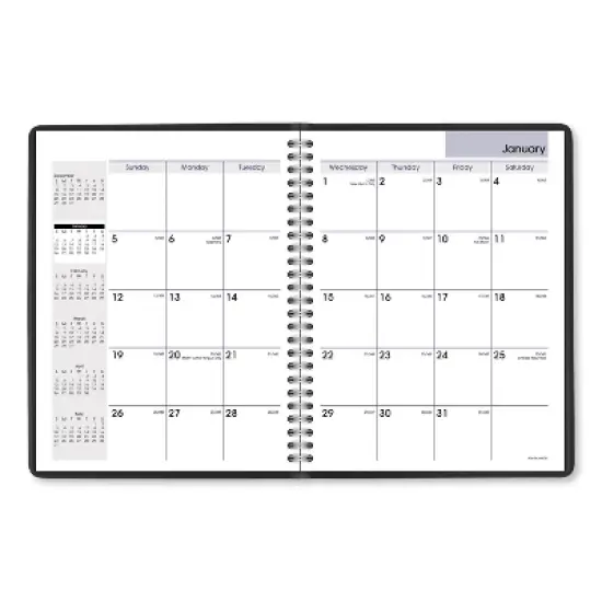 DayMinder Monthly Planner with Notes Column, Ruled Blocks, 8.75 x 7, Black Cover, 12-Month (Jan to Dec): 2026 image {2}