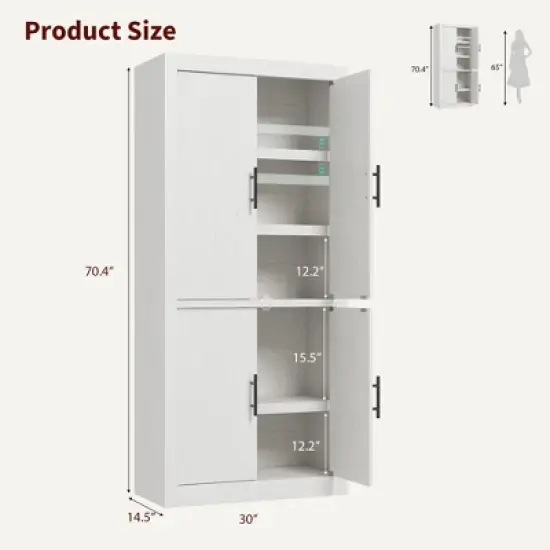 Tall Wooden Kitchen Pantry Cabinet for Dining, Living Room image {1}