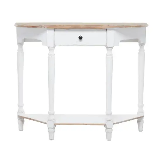 Farmhouse Half Moon Wood Console Table White - Olivia & May image {1}