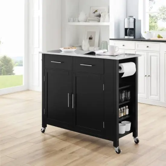 Full Savannah Stainless Steel Top Kitchen Island Cart - Crosley image {5}