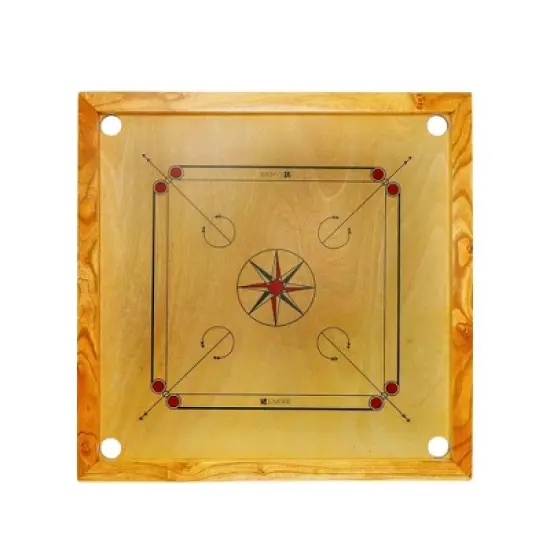 Amber Sports Carrom Board 32x32" &ndash; Mango wood frame, sealed pockets, smooth surface, striker, coins & Bori powder. Water-resistant matte finish. image {8}