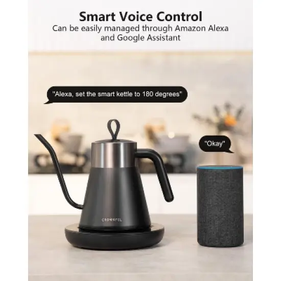 CROWNFUL Smart Electric Gooseneck Kettle with 4 Variable Presets, &plusmn;1℉ Temperature Control image {1}