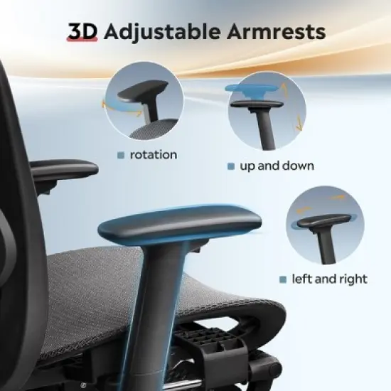 GALAXHERO Ergonomic Mesh Office Desk Chair, High Back Reclining Computer Gaming Chair, Adjustable Lumbar Support, Tilt Function,Black Gray image {5}