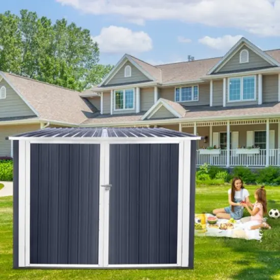 Bicycle Outdoor Steel Storage Shed ,Stores 4 Bikes,Grey image {6}