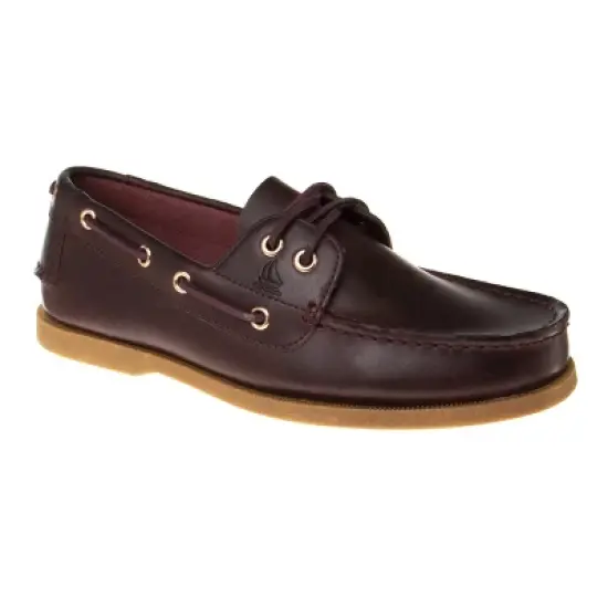 Sail Men's Premium Wide Width Full Leather Boat Shoes | Handsewn Construction | Rawhide Lacing System for Easy Slip-On Fit | Full Leather /Cushioned image {9}