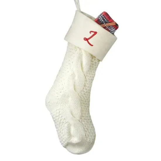 Personalization Mall Cozy Cable Knit Embroidered Initial Stocking, Ivory image {28}
