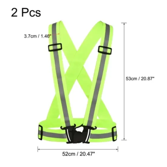 Unique Bargains Reflective Vest Adjustable High Visibility Safety Vest for Cycling Running Walking 2Pcs image {1}