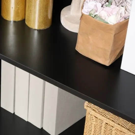 HOMCOM Kitchen Cabinet, Storage Cabinet, Sideboard Floor Accent Cabinet w/ 2 Glass Doors, Drawer, Adjustable Shelves for Living Room Entryway, Black image {5}