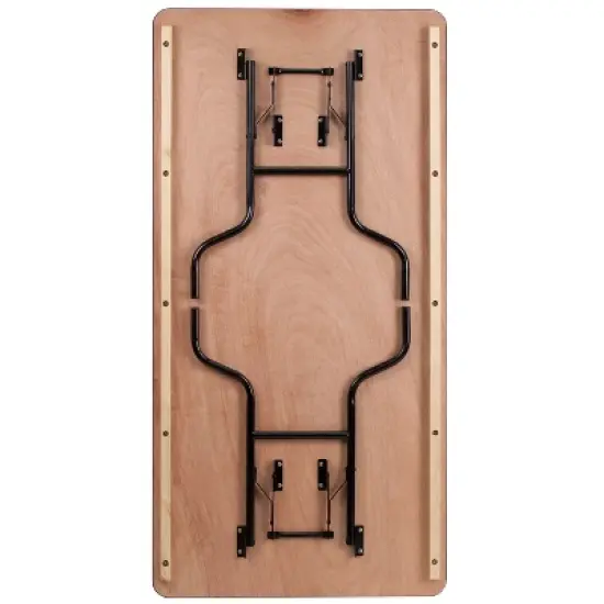Emma and Oliver 6-Foot Rectangular Wood Folding Banquet Table with Clear Coated Finished Top image {8}