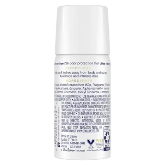 Dove Beauty Aluminum Free Mini Deodorant Spray - Cucumber & Green Tea - Travel Size - 1.1oz image {1}