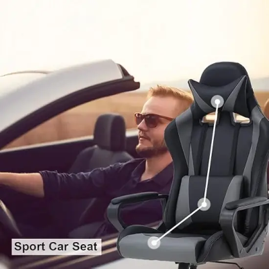 FDW Office Chair Gaming Chair Desk Chair Executive Chair with Lumbar Support Adjustable Stool Swivel Rolling Computer Chair image {6}