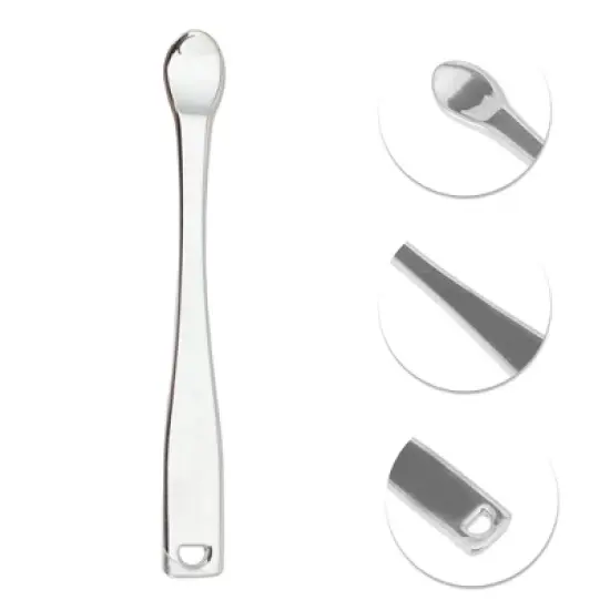Unique Bargains Hangable Comma Shape Mini Makeup Cosmetic Spoon Silver Tone 2 Pcs image {2}