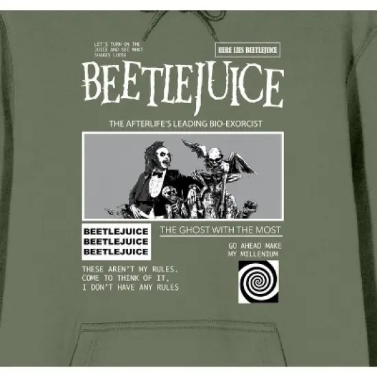 Beetlejuice The Ghost With the Most Men's Olive Green Graphic Hoodie image {1}