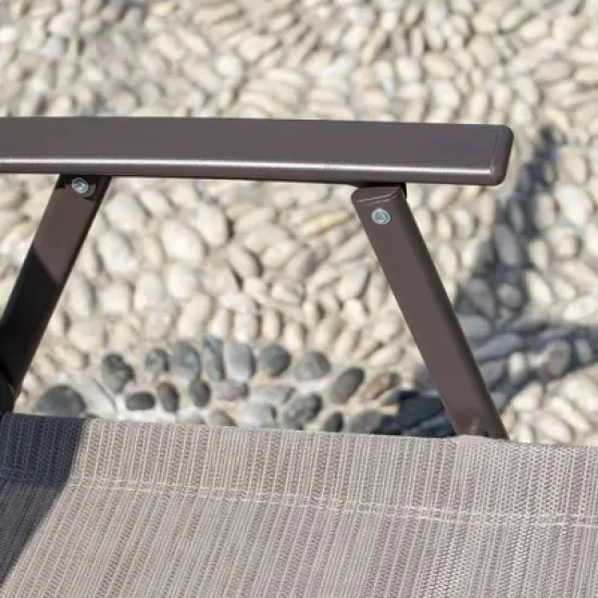 5pc Outdoor Steel Dining Set with Folding Chairs & Square Glass Table Top Beige - Crestlive Products image {6}