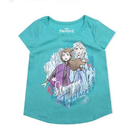 Disney Girl's 3-Pack Anna and Elsa Fearless Short Sleeve A-Line Frozen II Tee Shirts for Kids image {3}