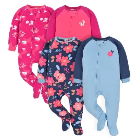 Gerber Infant and Toddler Girls' Fleece Footed Pajamas, 2-Pack image {16}