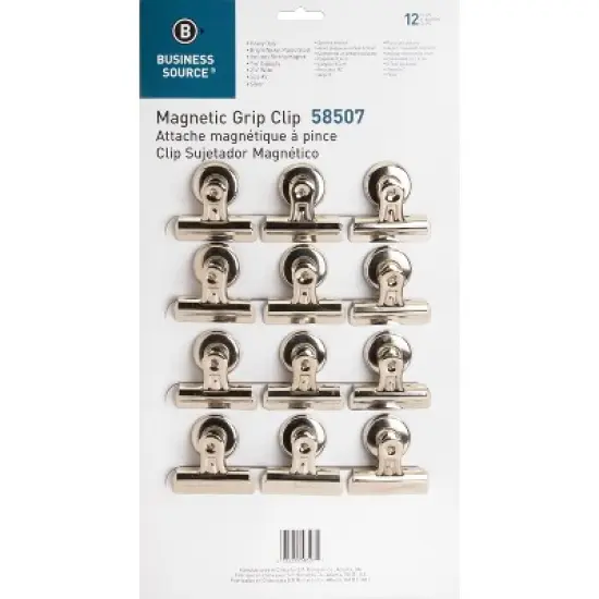 Business Source Magnetic Clips Display Pack Sz 2 2-1/4"W 1/2"Cap 12/BX SR 58507 image {1}