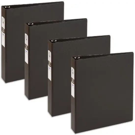 Avery Economy 3 Ring Binder, 1-1/2 Inch Round Rings, 4 Black Binders (03401) image {7}