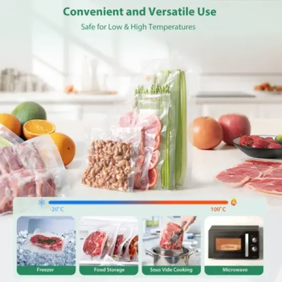 Vacuum Sealer Bags for Food Storage 150 Gallon 11" x 16" and Quart 8" x 12" and Pint 6" x 10", with BPA-Free image {1}