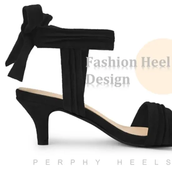 Perphy Women's Open Toe Ankle Tie Bridal Kitten Heels Sandals image {4}
