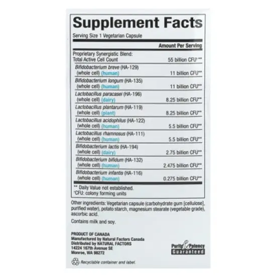 Natural Factors Ultimate Probiotic, Critical Care, 55 Billion, 30 Vegetarian Capsules image {1}