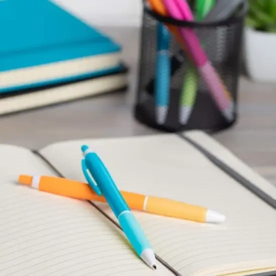 Simply Genius 100 pack of Office Pens, Retractable Ballpoint Pens in Black Ink for Schools, Notebooks, Journals & More (Blue, 100pcs) image {5}