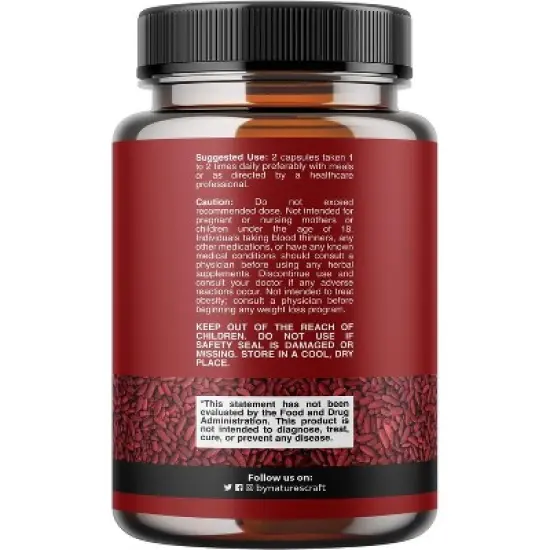 Red Yeast Rice + CoQ10 Advanced Complex Capsule, Support Skin, Heart, Lung & Brain Health, Nature's Craft, 60, 120 or 240ct image {3}