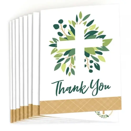 Big Dot of Happiness Elegant Cross - Religious Party Thank You Cards (8 count) image {1}