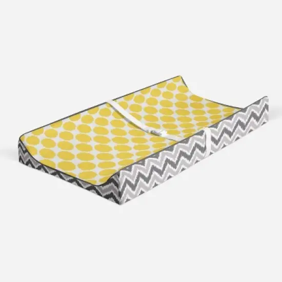Bacati - Ikat Zigzag Yellow Dots Muslin Changing Pad Cover image {1}