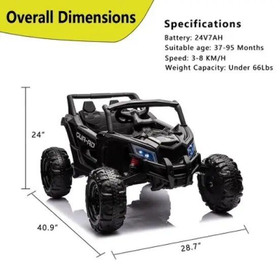 24V Ride On UTV Car, Battery Powered Kids Car, Electric Off-Road UTV Car with Remote Control, Ride on Toy for Kids image {2}