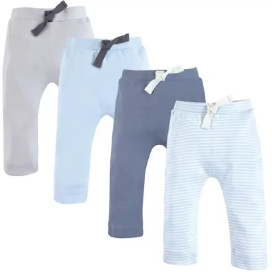 Touched by Nature Baby and Toddler Boy Organic Cotton Pants 4pk, Lt. Blue Gray image {6}
