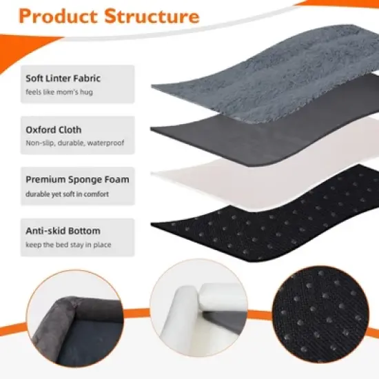 Artloge Large Grey Dog Sofa Bed Memory Foam Calming Orthopedic Pet Mattress Cushion Waterproof Bolster Dog Couch Bed with Removable Washable Cover image {4}