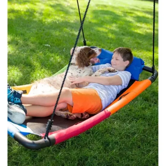 HearthSong Colorful Super Platform Swing with Foam-Padded Tubular Steel Frame and UV Rated Durable Oxford Cloth Mat image {8}